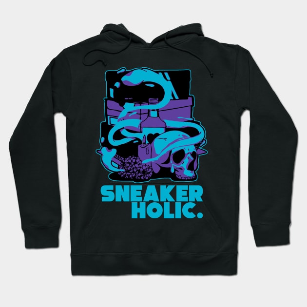 Sneaker Holic Aqua Retro Sneaker Hoodie by funandgames